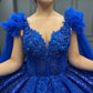 Robe de soirée longue et élégante en tulle bleu, magnifique et exquise, avec perles, gh3582