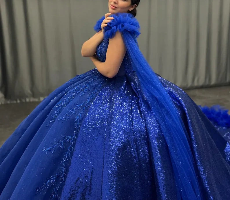 Robe de soirée longue et élégante en tulle bleu, magnifique et exquise, avec perles, gh3582