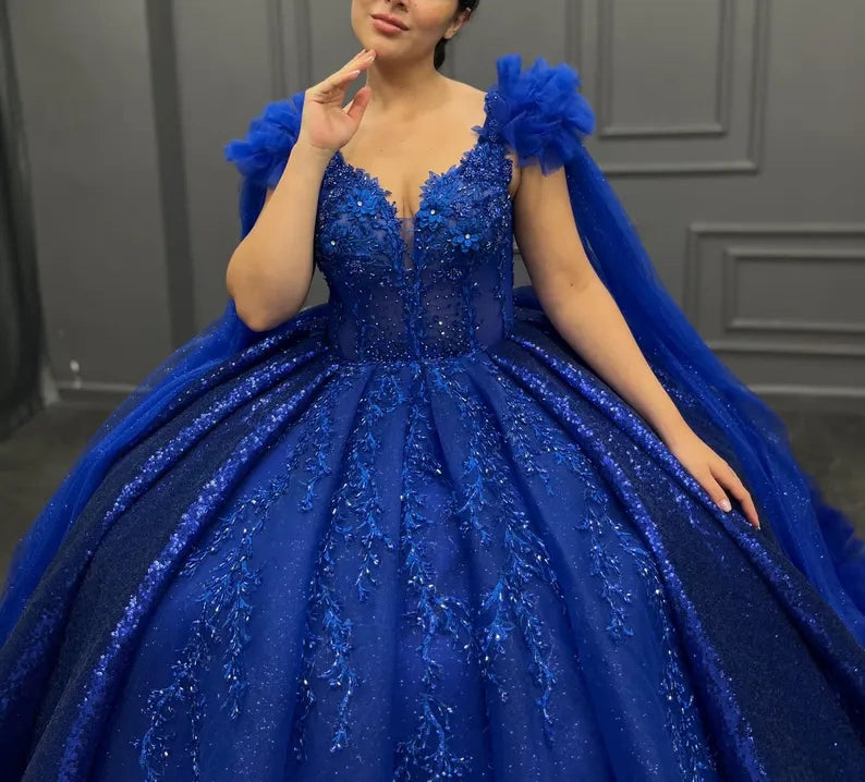 Robe de soirée longue et élégante en tulle bleu, magnifique et exquise, avec perles, gh3582