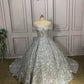 Robe de soirée longue argentée à paillettes et épaules dénudées, robe de mariée princesse, longueur au sol, robe de bal, gh3445