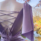 Robe de soirée longue/courte en satin violet fluide, robe de bal, robe de fête d'anniversaire, robe de soirée gh4408