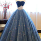 Robe de soirée longue en tulle floral bleu brillant, douce, mignonne, charmante, exquise, ligne A, robe de bal, robe de cérémonie pour adulte de 16 ans, gh3554