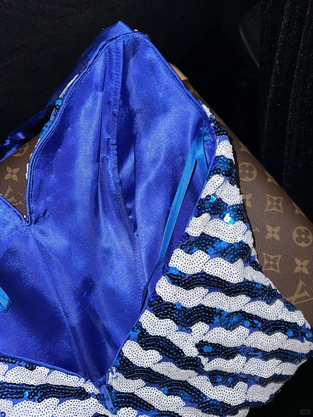 Blue gorgeous sequined homecoming dress short prom dress evening dress gh4429