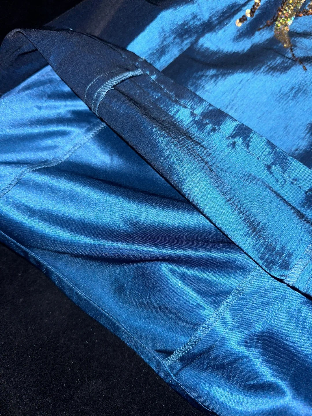 Blue gold beaded sequined gorgeous short homecoming dress satin party dress birthday dress gh4459