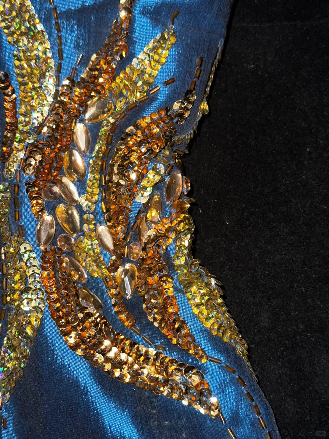 Blue gold beaded sequined gorgeous short homecoming dress satin party dress birthday dress gh4459