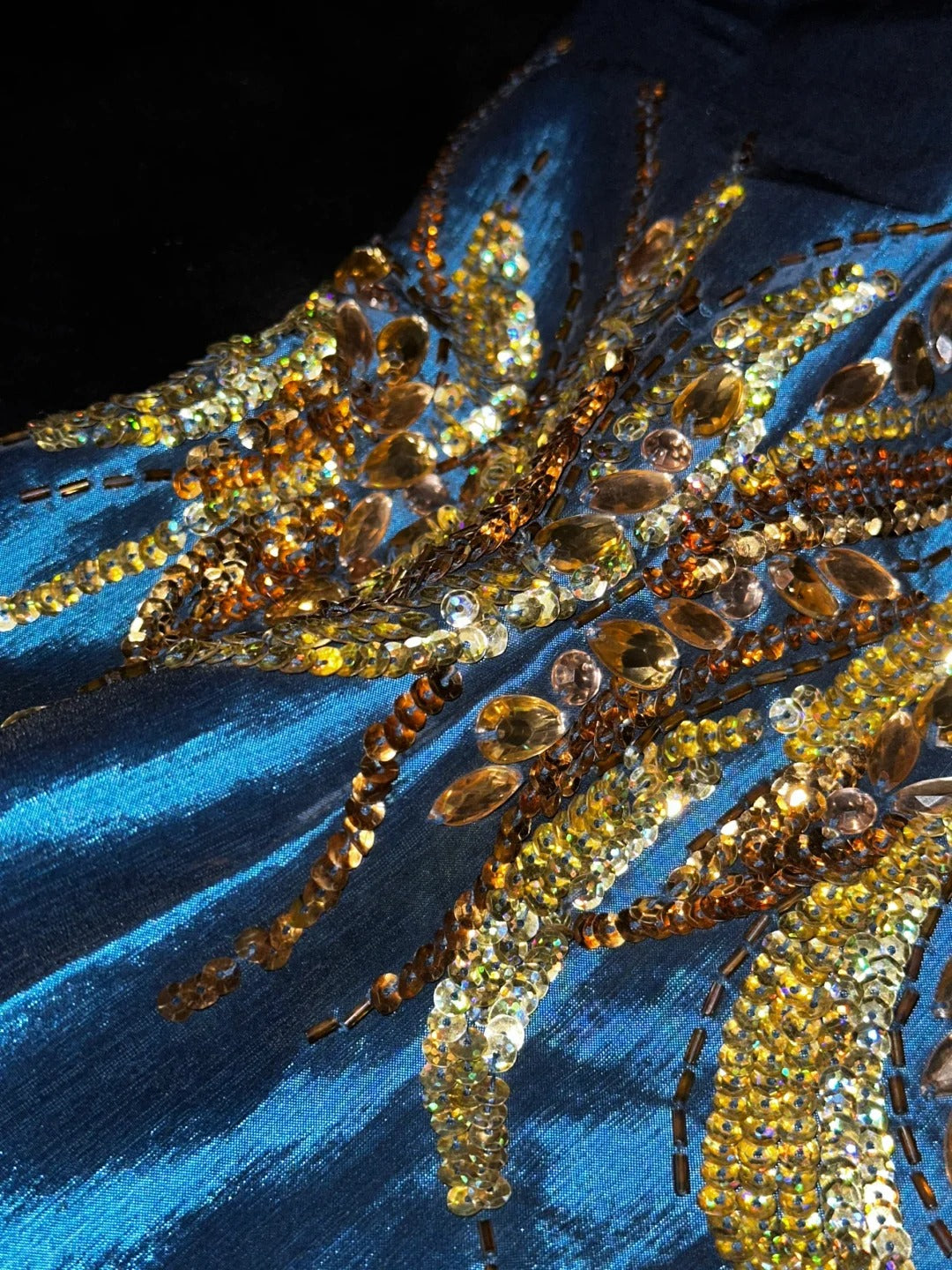Blue gold beaded sequined gorgeous short homecoming dress satin party dress birthday dress gh4459