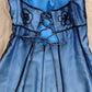 Robe de soirée longue en satin et tulle, élégante et vintage, bleue, avec bretelles et perles, gh3837