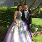 Purple Gorgeous Fashion V-neck Elegant Exquisite Beaded Long Tulle Ball Gown Evening Dress gh3490