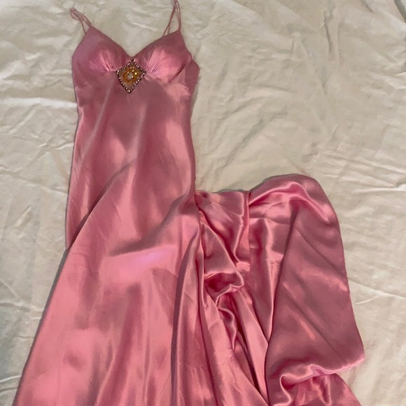 Robe de soirée longue en satin rose vintage élégante à la mode gh3441