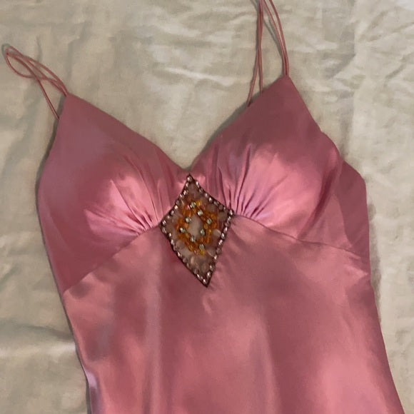 Robe de soirée longue en satin rose vintage élégante à la mode gh3441