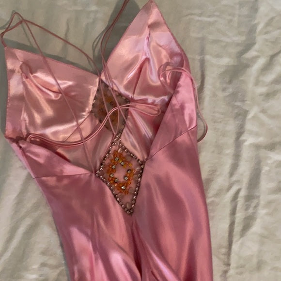 Robe de soirée longue en satin rose vintage élégante à la mode gh3441