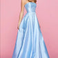 Blue fashion elegant exquisite pearl beading long satin ball gown evening dress gh3308