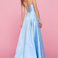 Blue fashion elegant exquisite pearl beading long satin ball gown evening dress gh3308