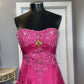 Pink Gorgeous Vintage Elegant Exquisite Beaded Long Satin Ball Gown Evening Dress Quinceanera Formal Dress gh3486