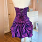 Purple Shiny Fashion Ruffled Exquisite Beading Short satin Homecoming Dress Evening Dress Birthday Party Dress gh3566