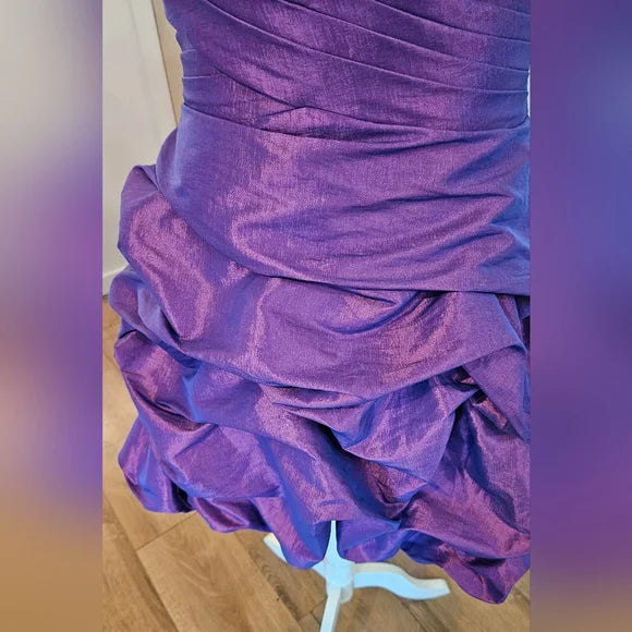 Purple Shiny Fashion Ruffled Exquisite Beading Short satin Homecoming Dress Evening Dress Birthday Party Dress gh3566