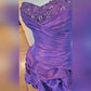 Purple Shiny Fashion Ruffled Exquisite Beading Short satin Homecoming Dress Evening Dress Birthday Party Dress gh3566