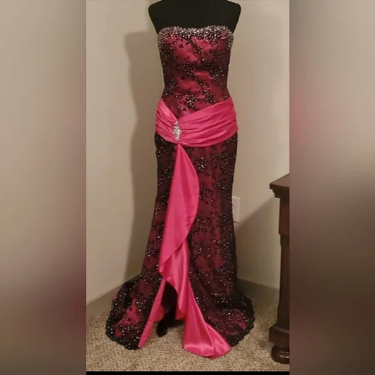 Pink Gorgeous Retro Fashion Elegant Exquisite Beaded Long Floor Length Trailing Princess Satin Ball Gown Evening Dress gh3447