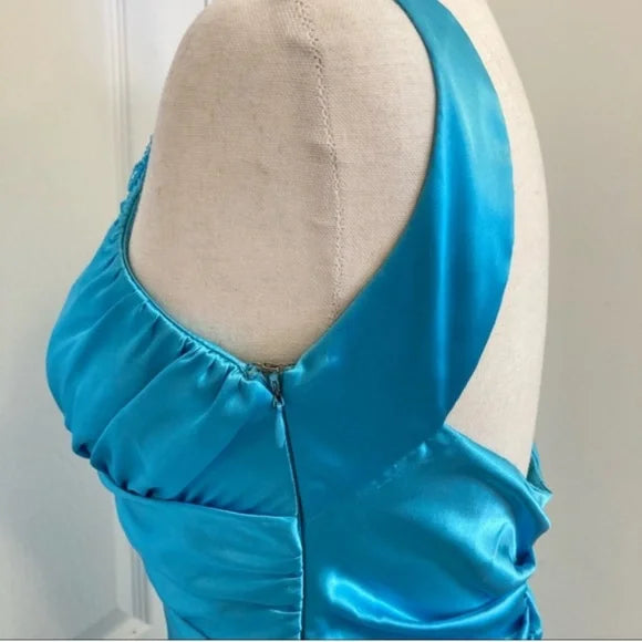 Blue vintage fashion exquisite beaded straps long backless satin ball gown evening dress party dress gh3473