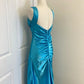 Blue vintage fashion exquisite beaded straps long backless satin ball gown evening dress party dress gh3473
