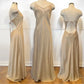 Robe de soirée longue en satin style victorien champagne, broderie florale exquise, bretelles spaghetti, dos nu, robe de bal, gh3924
