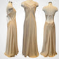 Robe de soirée longue en satin style victorien champagne, broderie florale exquise, bretelles spaghetti, dos nu, robe de bal, gh3924