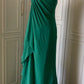 💚Green beaded vintag one shoulder stylish long chiffon wedding guest dress ball gown evening dress gatsby beauty party dress gh4391