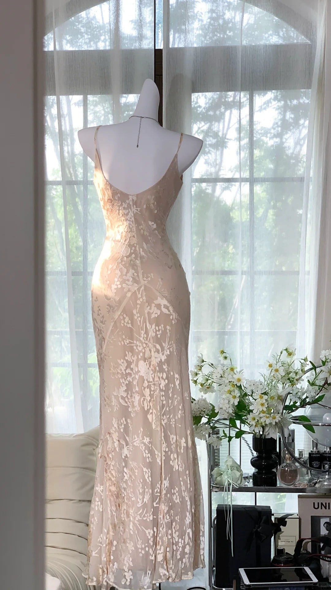 Pink floral ball gown long chiffon date dress evening dress birthday dress wedding dress style core aesthetic gh4530