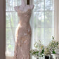 Light Pink Floral Elegant Romantic Long Chiffon Ball Gown Evening Dress Party Dress gh4402