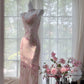 Pink Delicate Floral Long Chiffon Ball Gown Evening Dress Party Dress Birthday Dress Date Dress gh4161