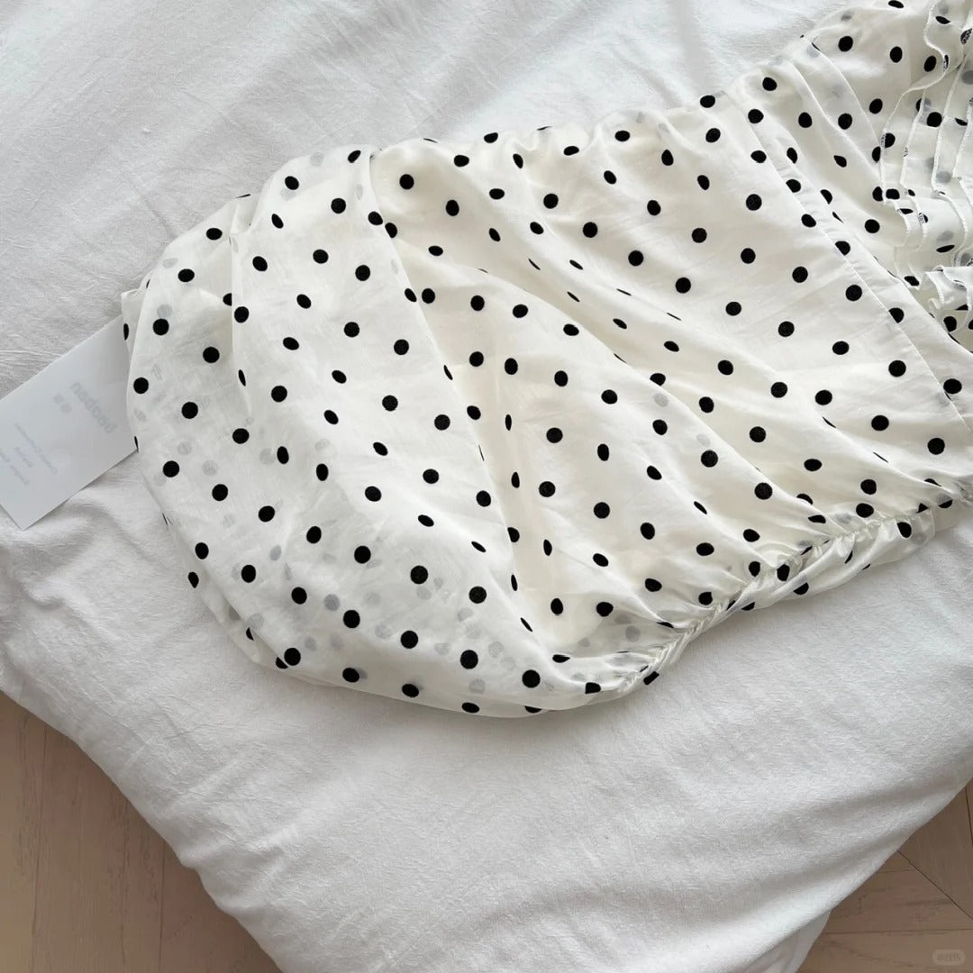 Black and white polka dot ruffled hip short homecoming dress gh4561