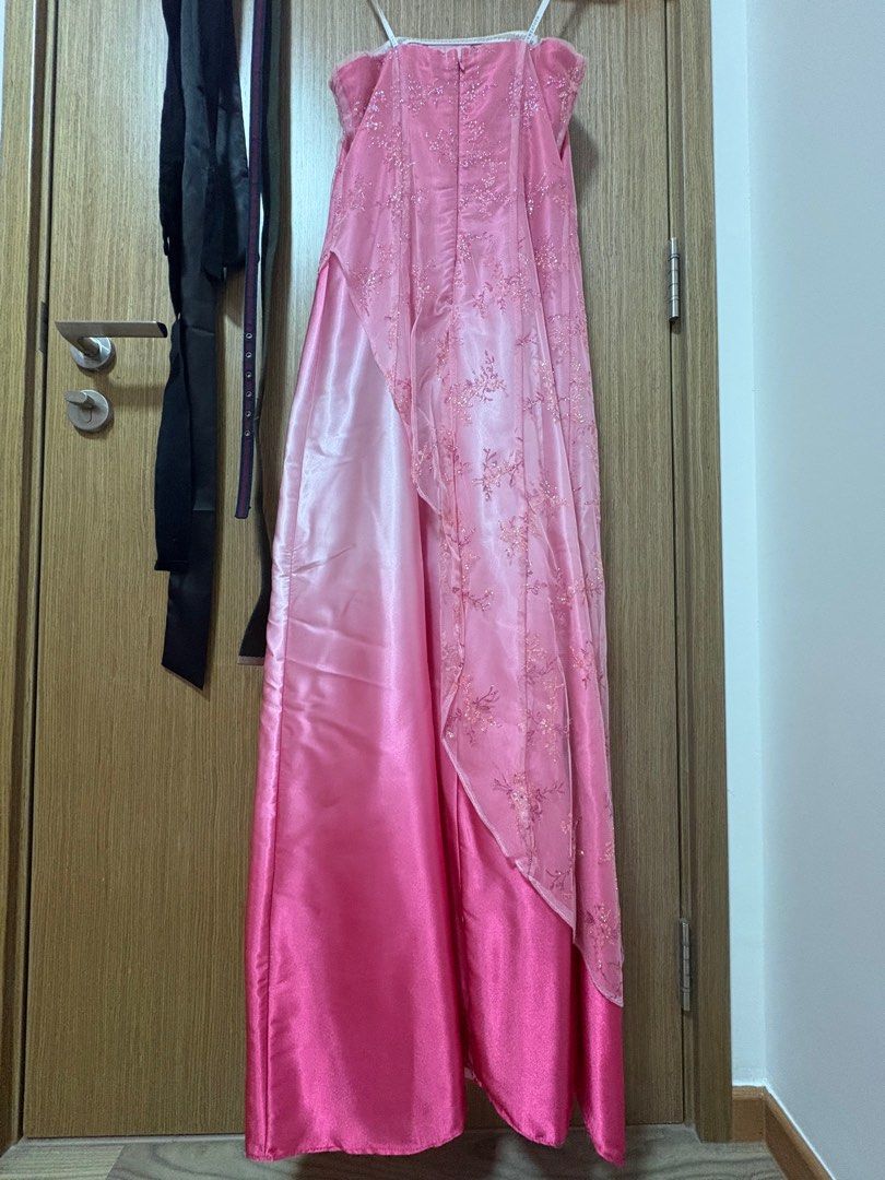 Girlhomeshops – Rosa Farbverlauf, exquisite Blumenperlen, modisches langes Tüll-Ballkleid, Abschlusskleid, gh5522