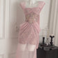 Pink Romantic Floral Short Homecoming Dress Party Dress gh4762