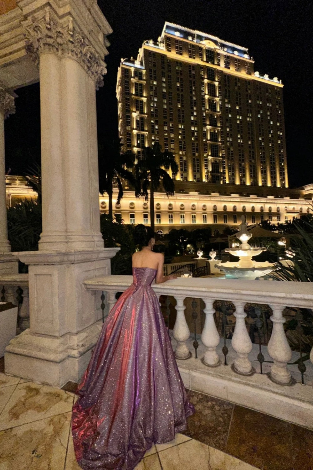 Robe longue élégante et brillante violette, modèle gh6645