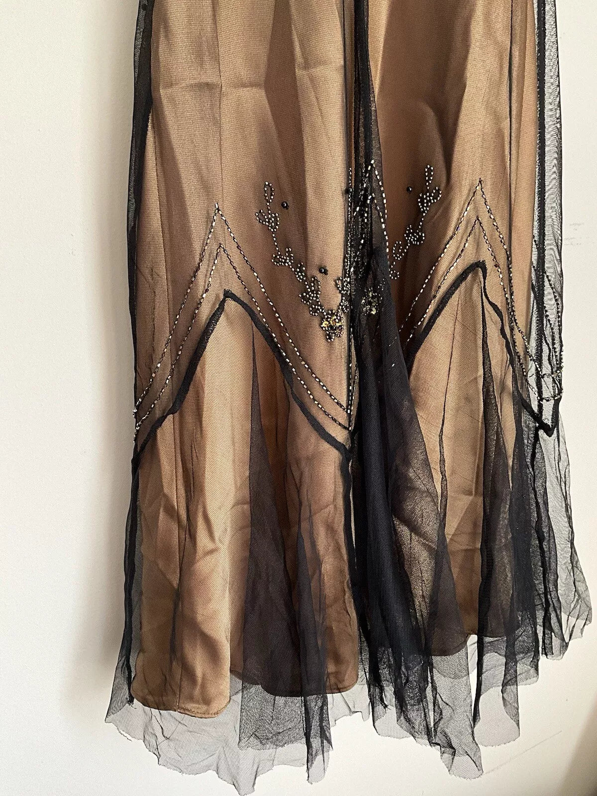 Golden Brown Vintage Fashion Elegant Exquisite Beading Long Chiffon Satin Tulle Ball Gown Evening Dress Party Dress Prom Dress gh3723