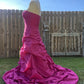 Pink Retro Elegant Tube Top Exquisite Rhinestone Long Ball Gown Evening Dress gh3310