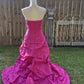 Pink Retro Elegant Tube Top Exquisite Rhinestone Long Ball Gown Evening Dress gh3310