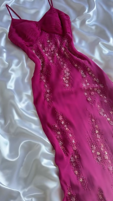 Girlhomeshops - Robe longue en satin à fleurs roses, dégradé tendance, exquise, en mousseline de soie, pour un week-end, une soirée, une robe populaire, une robe de fée gh5658