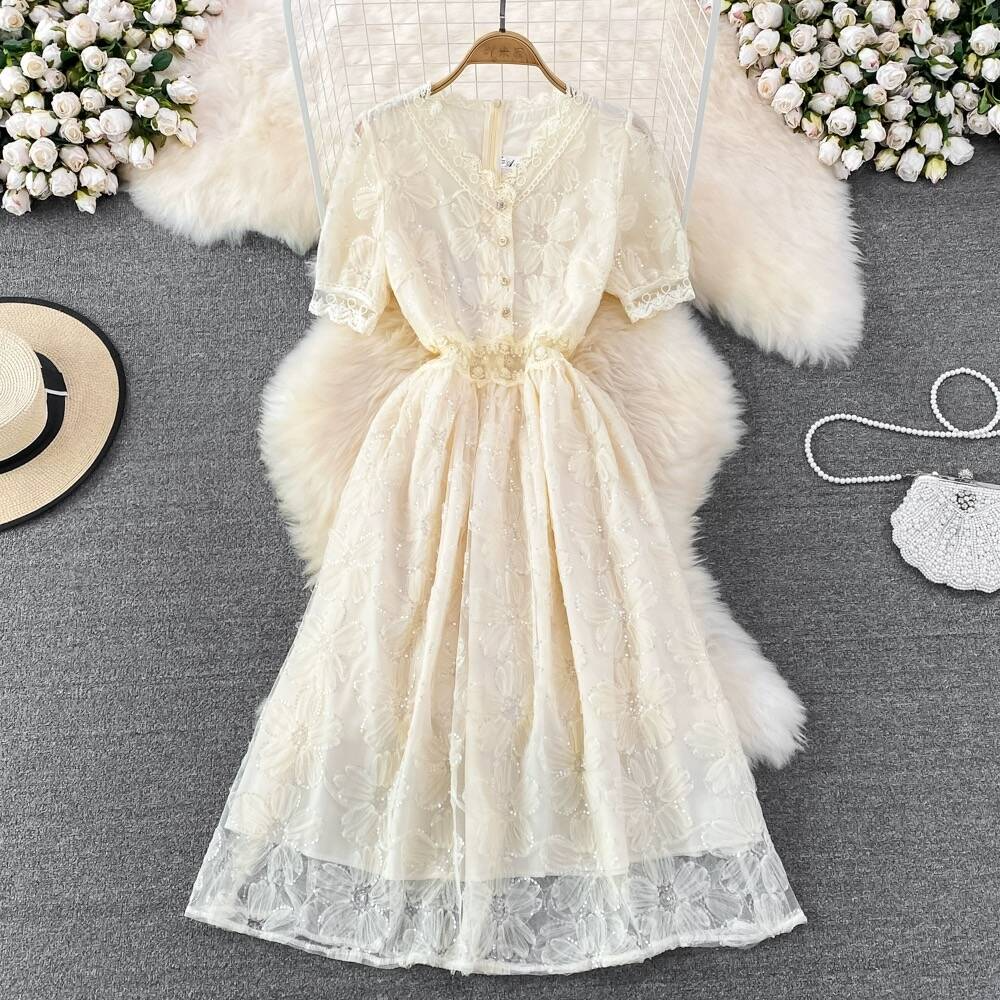 Cute lace short A line dress fashion dress  517