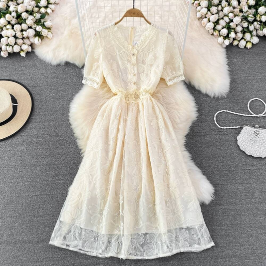 Cute lace short A line dress fashion dress  517