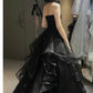Black Shiny Sweetheart Tulle Layers Ball Gown Formal Dresses, Black Evening Dress Prom Dress  gh2302