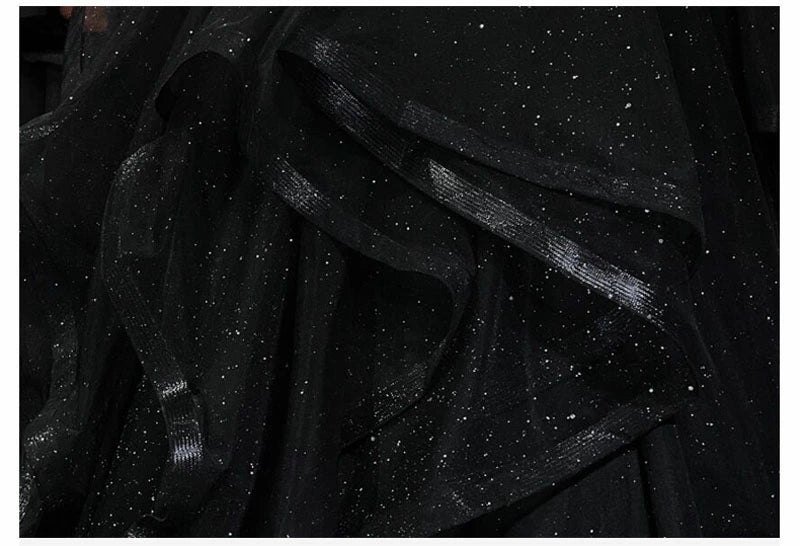 Black Shiny Sweetheart Tulle Layers Ball Gown Formal Dresses, Black Evening Dress Prom Dress  gh2302