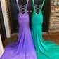 Rose Red V-neck Beading Mermaid Prom Dress with Side Slit gh2587