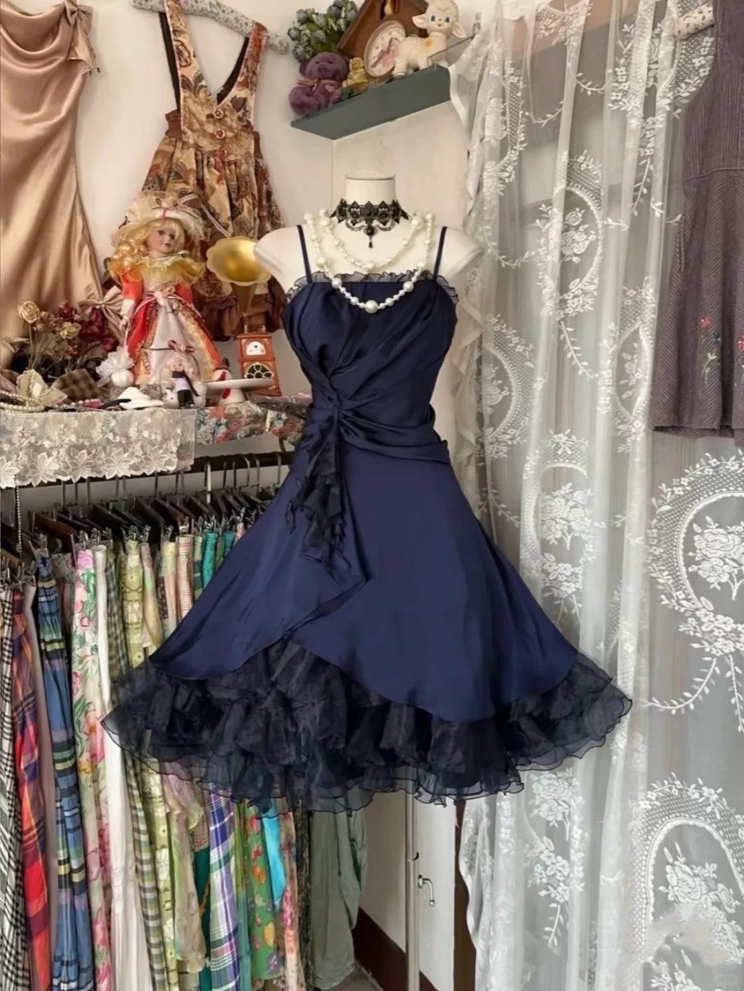Blue Sweet Elegant Short Satin Homecoming Dress Birthday Dress gh4276