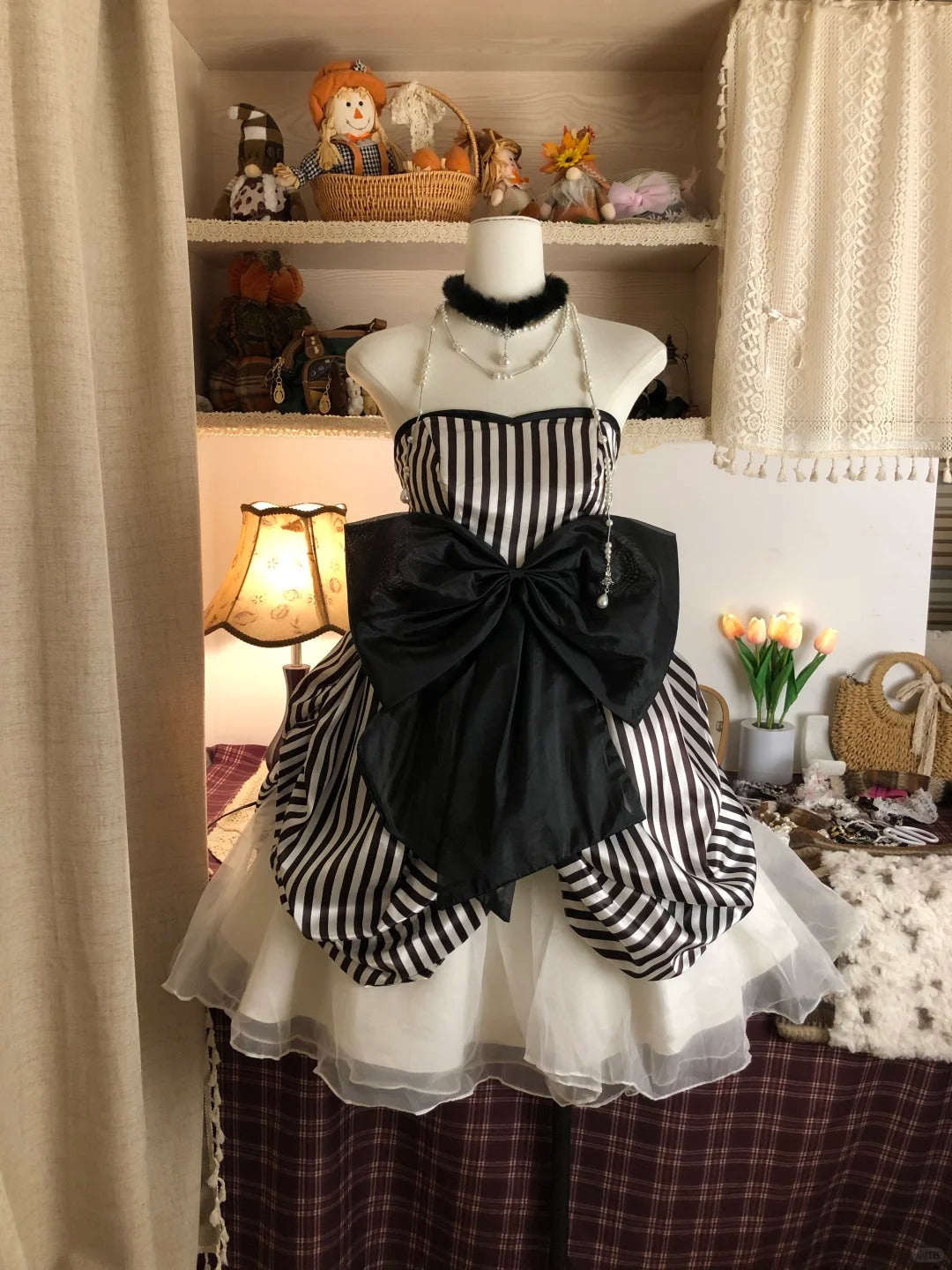 Black stripes playful elegant cute niche short homecoming dress birthday party dress gh4308