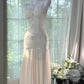 Girlhomeshops-White beaded elegant spaghetti strap long chiffon Prom Dress evening dress party dress date dress gh5082
