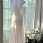 Girlhomeshops-White beaded elegant spaghetti strap long chiffon Prom Dress evening dress party dress date dress gh5082