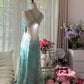 girlhomeshops-Formal Dress Mint Green Tulle Spaghetti-Strap Beaded Open-Back Floor-Length Elegant-Style Gown gh6379