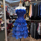 Blue floral chiffon short homecomming dress, birthday party dress gh4649