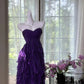 Purple Short Homecoming Dress Ruffle Chiffon Prom Dress Evening Dress Party Dress gh4817